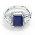 thumbnail image 2 of Gem Stone King 925 Sterling Silver Blue Lapis Ring for Women (3.79 Cttw, Emerald Cut 10X8MM, Gemstone, Size 6), 2 of 4