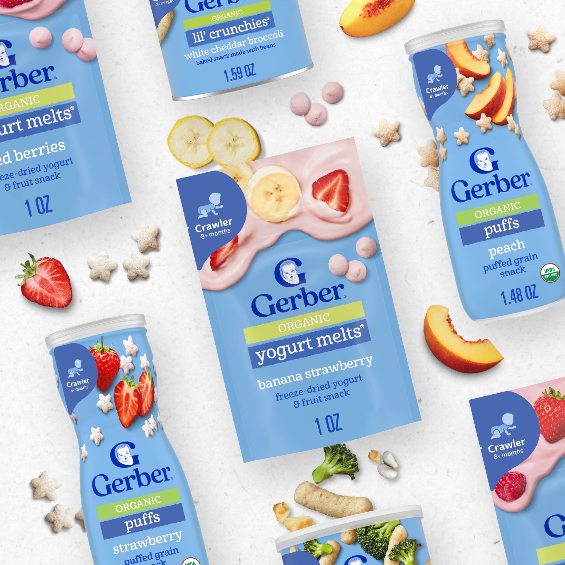 (2 pack) Gerber Stage 3 Baby Snacks, Organic Strawberry Puffs, Grain Snack, Baby Led Feeding 1.48 oz