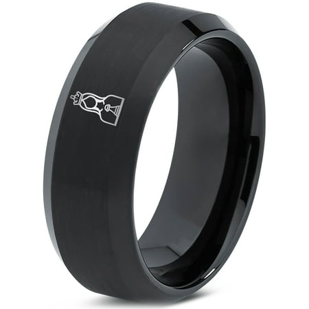 Jewelry Black Metal Tungsten Ring Gamer Best Friend Gifts Midi Flat Mom Men Gay Set Dad