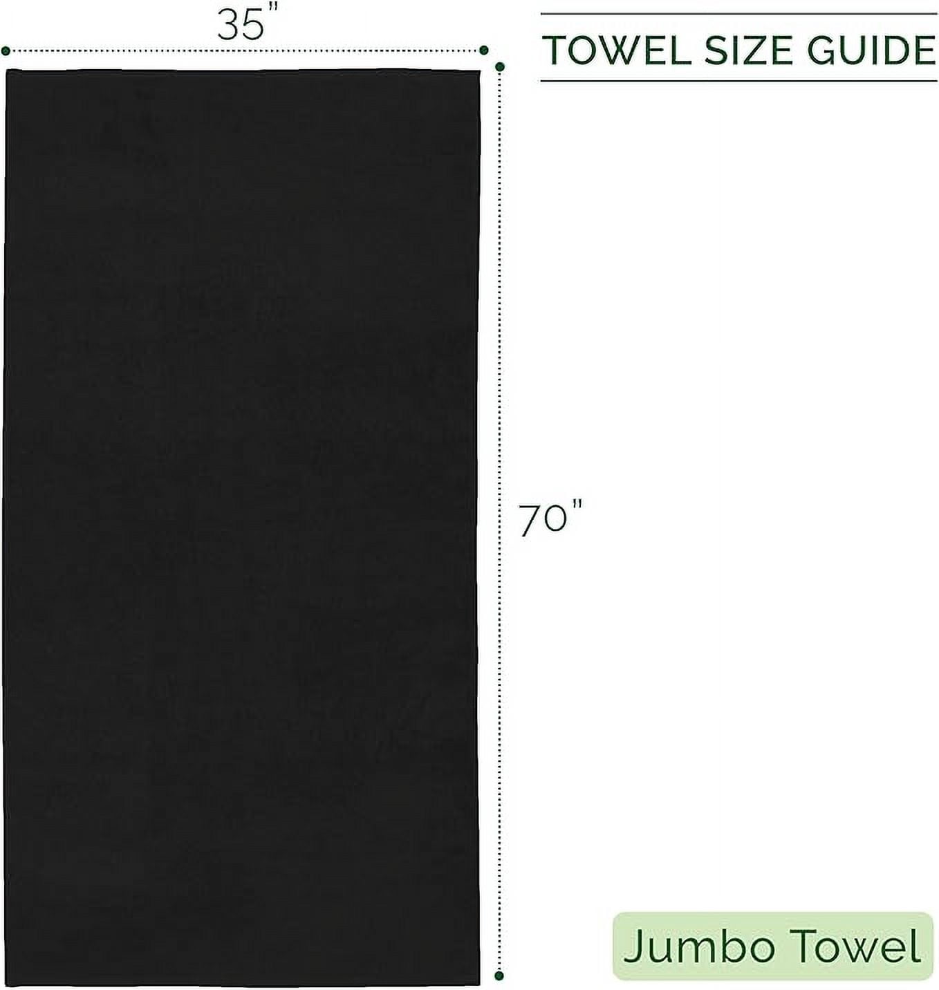Mocassi Turkish Cotton Jumbo Bath Towel, 1-Piece, 35" x 70", Highly Absorbent - Soft Bathroom Towel, Black
