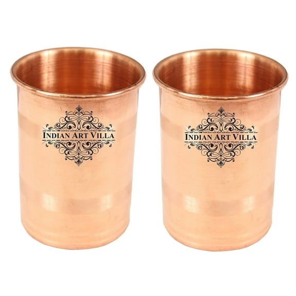 IndianArtVilla Copper Wellness & Luxury Drinkware 5 oz Copper Small Luxury Glass, Set of 2