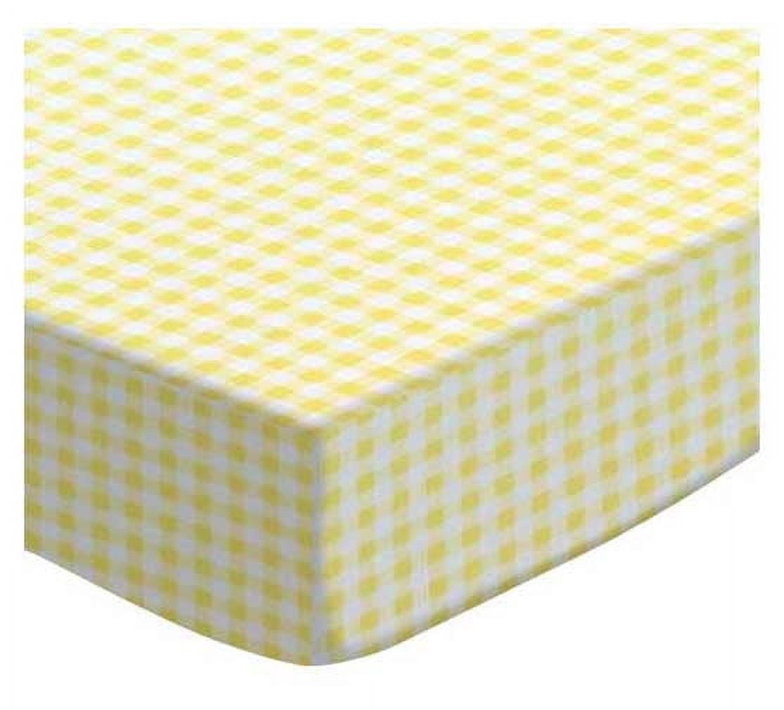 SheetWorld Fitted 100% Cotton Jersey Portable Mini Crib Sheet 24 x 38, Yellow Gingham Jersey