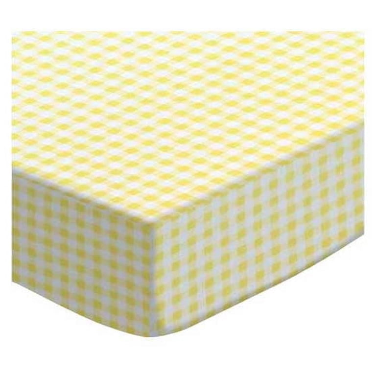Sheetworld Fitted 100% Cotton Jersey Oval Crib Sheet, Fits Stokke Sleepi 26 x 47, Yellow Gingham Jersey, Made In USA