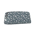 thumbnail image 2 of Uemuo Blue Flower Printed Leather Pencil Case, Pencil Pouch, Portable Pencil Bag, Pen Case for& Office, 2 of 7