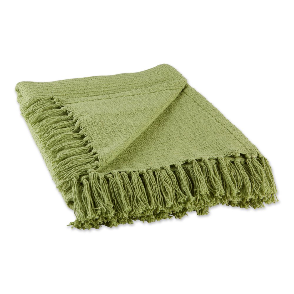 Lime Green Solid Ribbed Rectangular Cotton Decorative Throw 50" x 60