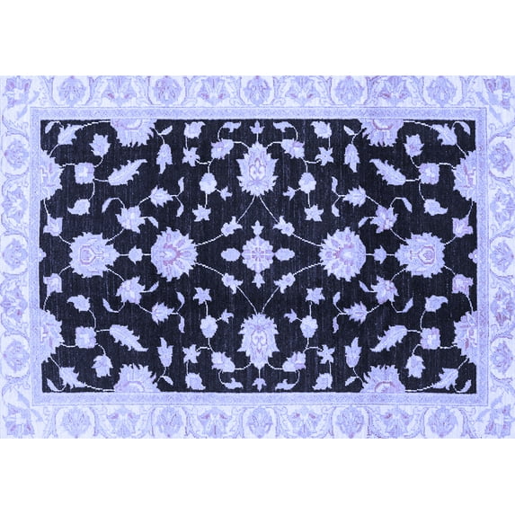 Ahgly Company Machine Washable Indoor Rectangle Oriental Blue Traditional Area Rugs, 2' x 3'
