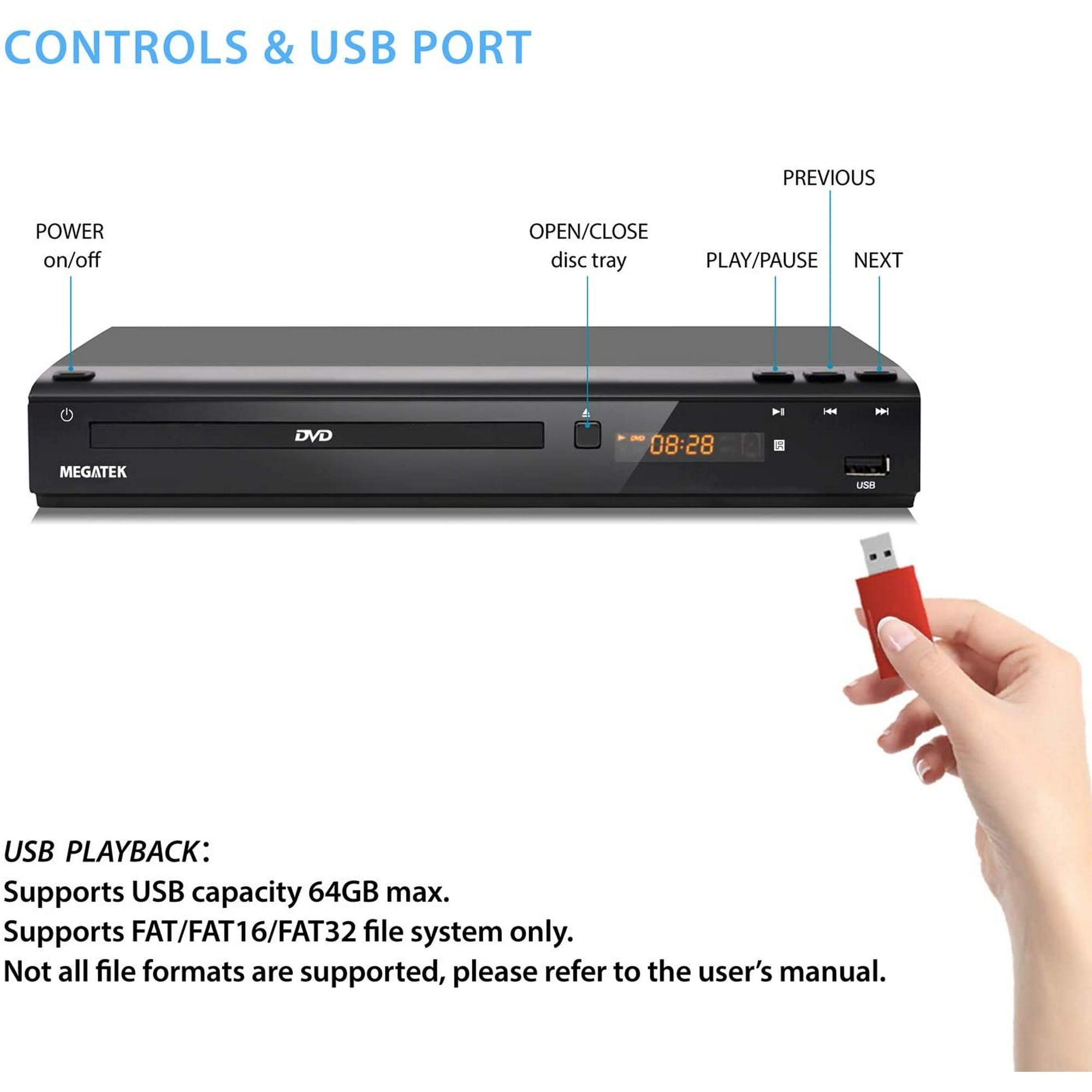 DVD Player, Megatek Home DVD Player for TV with HDMI Full HD