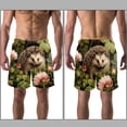 thumbnail image 3 of luoweisi Men's Beach Shorts Quick Dry Swim Trunks with Mesh Lining Hedgehog 2XL, 3 of 5