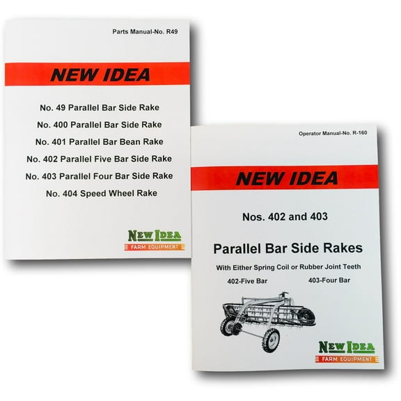 New Idea 402 5 Bar 403 4 Bar Parallel Side Rake Operators Manual Parts Catalog