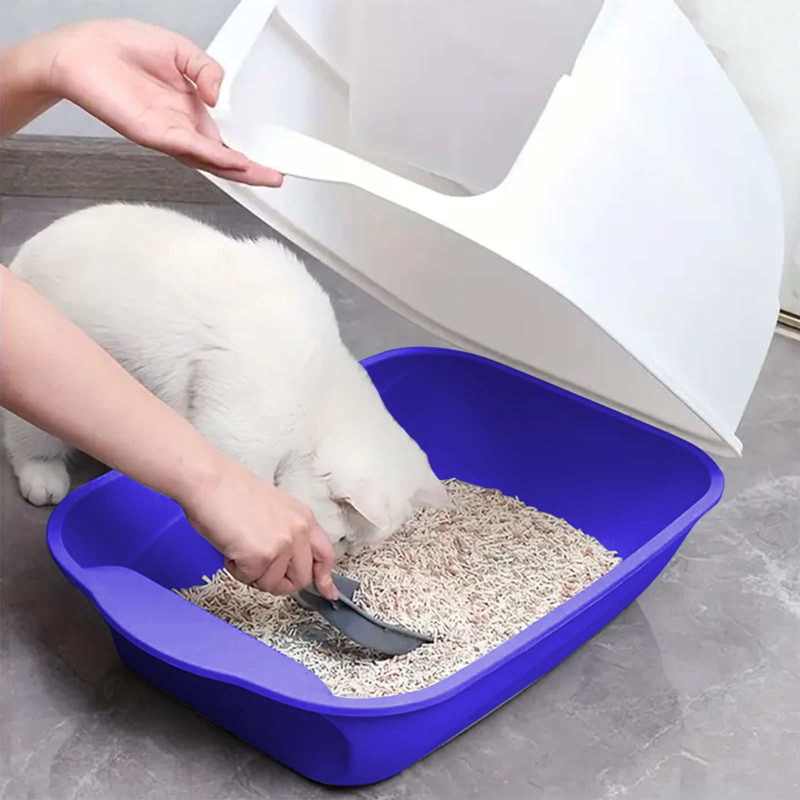 Tuvgenk Odor Containing Cat Litter Box, Fully Enclosed Design with Lid Traps Smell, High Sides Prevent Scatter, Includes Free Scoop