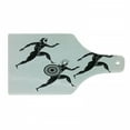 thumbnail image 1 of Retro Cutting Board, Historical Spartan Runners Antique Body Heritage Illustration, Decorative Tempered Glass Cutting and Serving Board, Wine Bottle Shape, Pale Grey Black, by Ambesonne, 1 of 1
