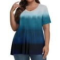 thumbnail image 2 of Blouses pour Femmes, Mode Femmes Décontracté Col en V Uni Grande Taille Manches Courtes Haut Blouse T-shirt, 2 of 7