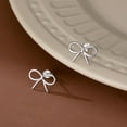 thumbnail image 3 of Sterling Silver Bow Stud Earrings for Women Teens Small Bow Stud Earrings Ribbon Earrings, 3 of 12