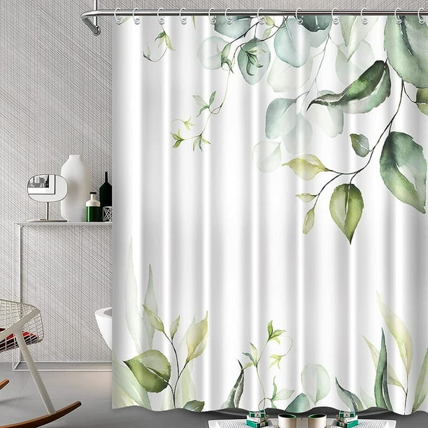 Rideau Douche Feuilles de Plantes,Rideau de Bain Feuilles de