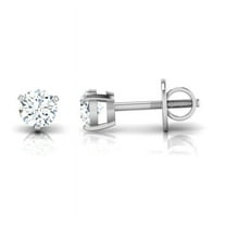 925 Sterling Silver 1.00 Ct Round Cut White Diamond Solitaire Stud Earrings
