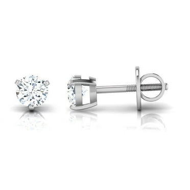 925 Sterling Silver 1.00 Ct Round Cut White Diamond Solitaire Stud Earrings