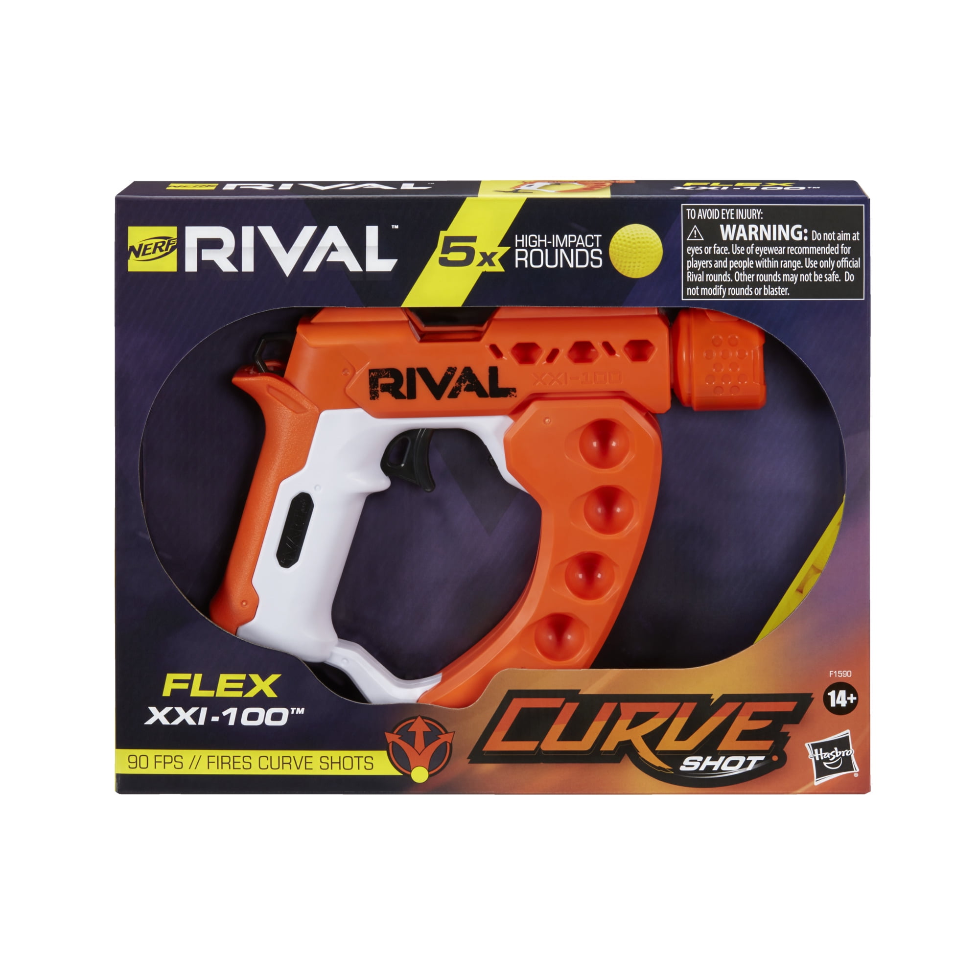 Nerf Rival Curve Shot Flex XXI 100 Ball Dart Blaster with 5 Rounds For Outdoor Games Ages 14 and Up