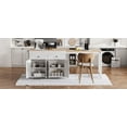 thumbnail image 4 of K&K 74.5 inch Kitchen Island with Extendable Dining Table , Rolling Kitchen Island on Wheels with Spice Rack and 2 Drawers,  Kitchen Storage Cart with 4 Door Cabinet, for Kitchen, Dining Room, White, 4 of 32