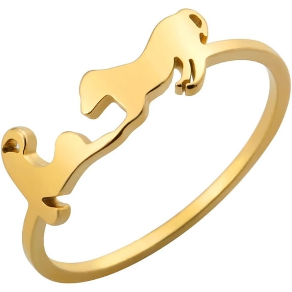 Zephyriana Personalized puppy Dog Ring Gold, Silver Stainless Steel Accessories Size 7-11 Polished Jewelry Delicate Everyday Stackable Rings for Women