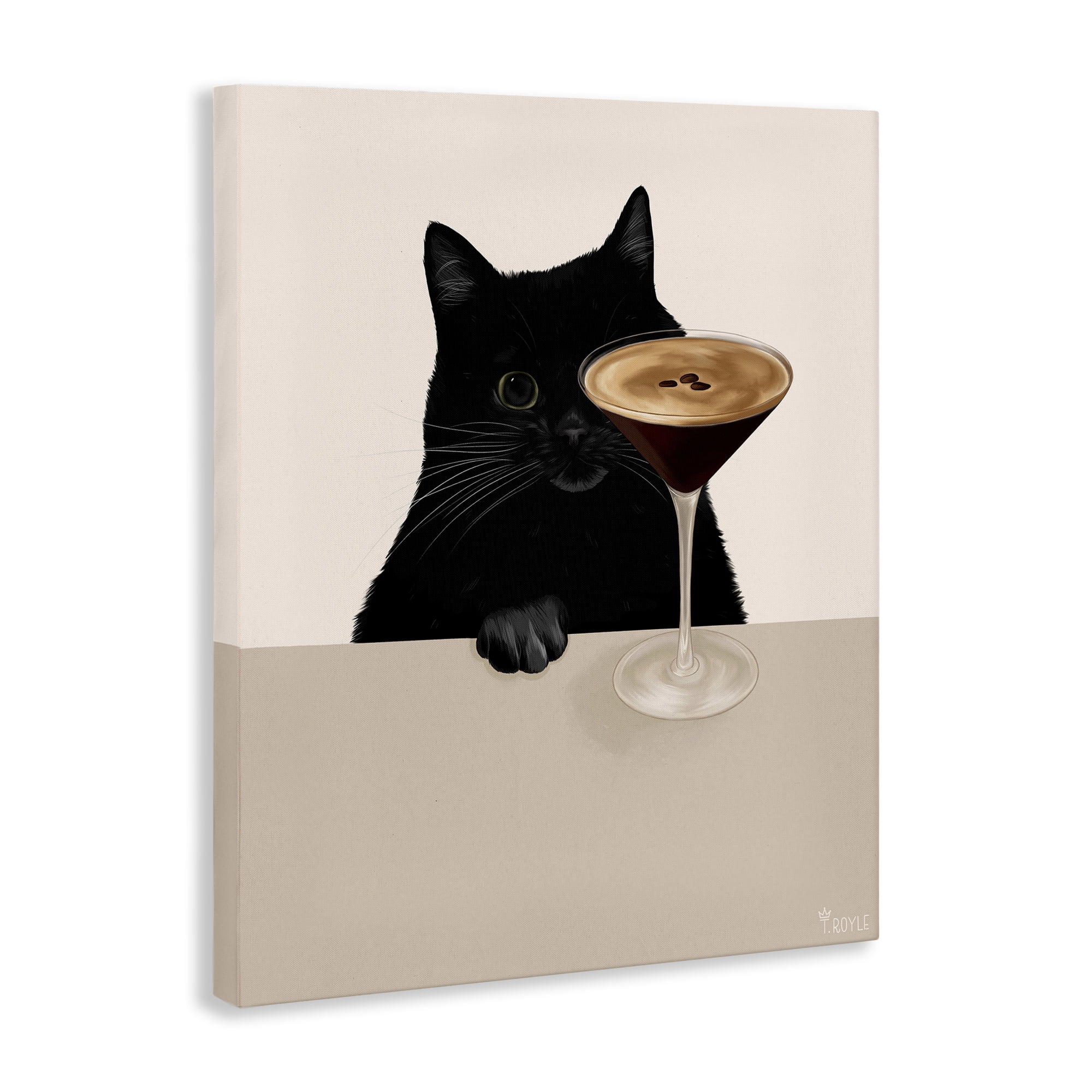 Stupell Industries Cat & Espresso Martini Food & Beverage Painting Gallery Wrapped Canvas Art Print Wall Art, 16 x 20