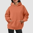 thumbnail image 2 of Women Hoodies Casual Oversized Hoodies Solid Color Long Sleeve With Pockets Sweatshirts Womens Tops,Orange,2XL, 2 of 5