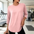 thumbnail image 2 of Hurxie Women Tops 3 Pack 3/4 Sleeve Crewneck Cute Basics Tees Casual Fashion Summer Spring T Shirts Business Work Tee Top Pink,XL, 2 of 8
