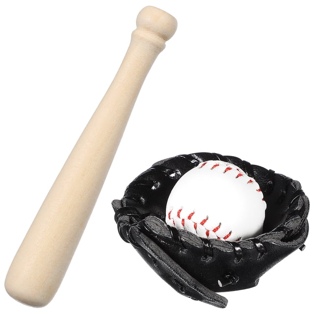 Juego de guantes de bate de béisbol en miniatura, simulación decorativa, accesorios para casa pequeña, 1 Juego