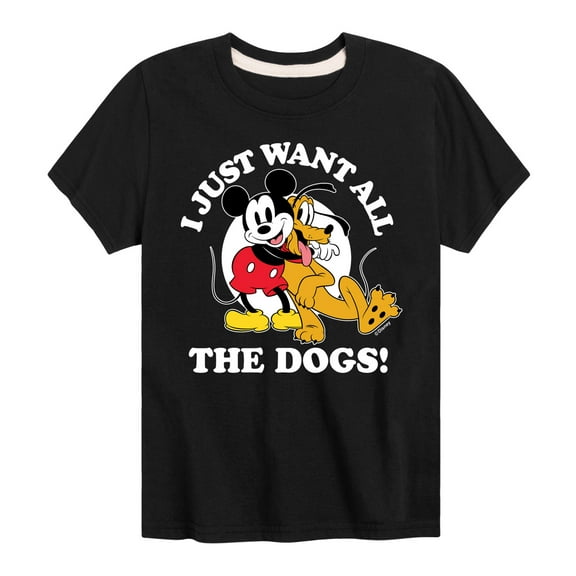Mickey & Friends - Mickey Pluto Just Want All Dogs - Toddler And Youth Short Sleeve Graphic T-Shirt