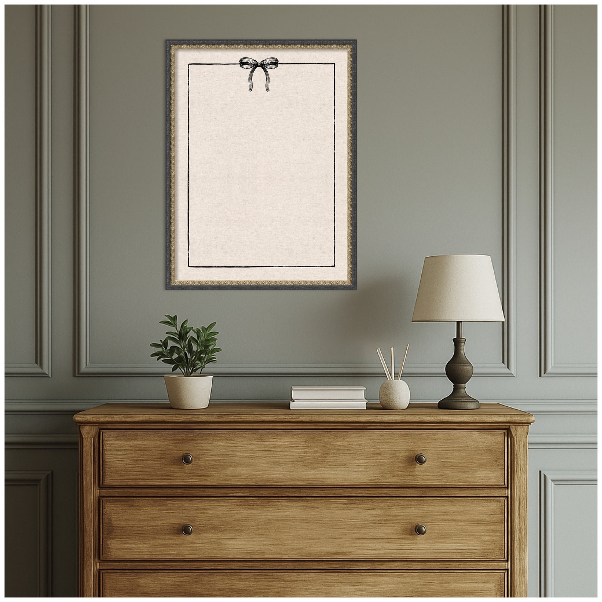 Kate and Laurel Framed Fabric Pinboard 19 x 25,  Printed Linen Decorative Bulletin Board for Use as a Vision Board or Wall Organization, Matinee Black Bronze Frame