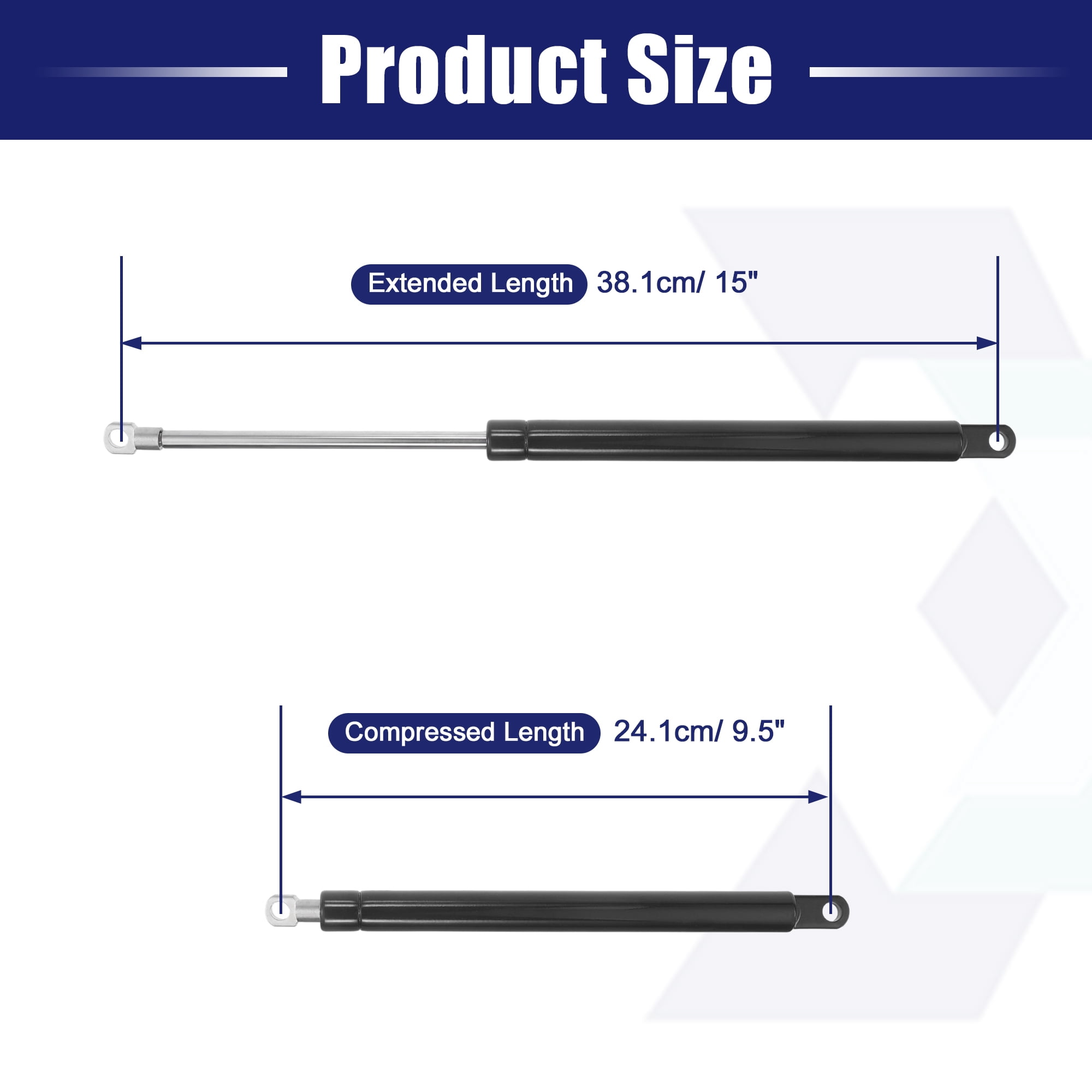 Unique Bargains 2Pcs 15inch Lift Supports Struts Gas Spring for Car 45Ib/200N Black