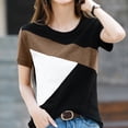 thumbnail image 2 of B91xZ Blouse Mode Grande Taille pour Femmes T-shirt Imprimé Ample Manches Courtes Col Rond Hauts Décontractés, Café m, 2 of 5
