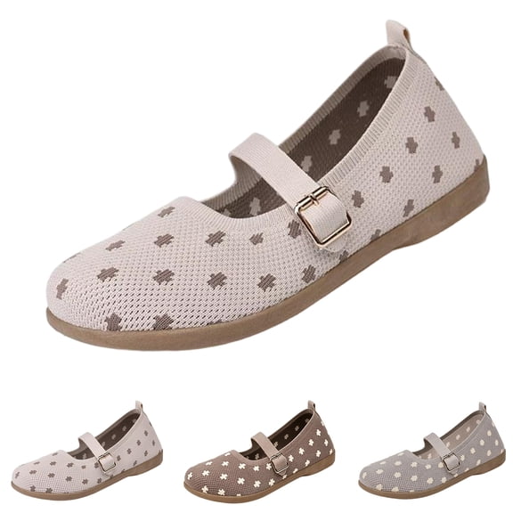 Mfakffe Mary Jane Shoes Women Wide Toe Box Adjustable Straps Slip-on Summer Breathable Shoes