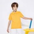 thumbnail image 5 of 2 Pack Comfy Shirts for Boys Girls Short Sleeve Collared School Uniform Tops Kids Solid Color Cotton Tshirts (1 Year, Yellow|Blue), 5 of 7