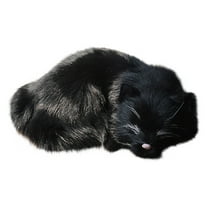 Gallickan Cat Stuffed Animals Plush, Realistic Sleeping Cat Plush Toys Handmade Plush Lifelike Cat Birthday Gifts for Boys and Girls 4-12 - Black