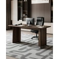 thumbnail image 2 of VEVOR 63 in Executive Desk, Large Modern Rectangle Office Table, Heavy Duty Wooden Executive Table with Cable Connection Hole, 250 LBS Load Capacity, Easy Assembly, for Work Study Writing, Walnut, 2 of 9