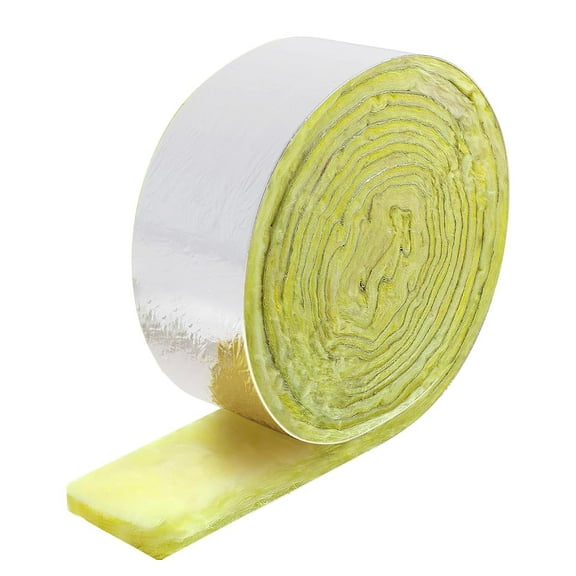 1 Roll Foiled Back Fiberglass Pipe Insulation Wrap,Happon 32.8 FTx 3 in Foil Pipe Wrap Insulation Tape for Outdoor Indoor Pipe Insulation Wrap Freezing Weather