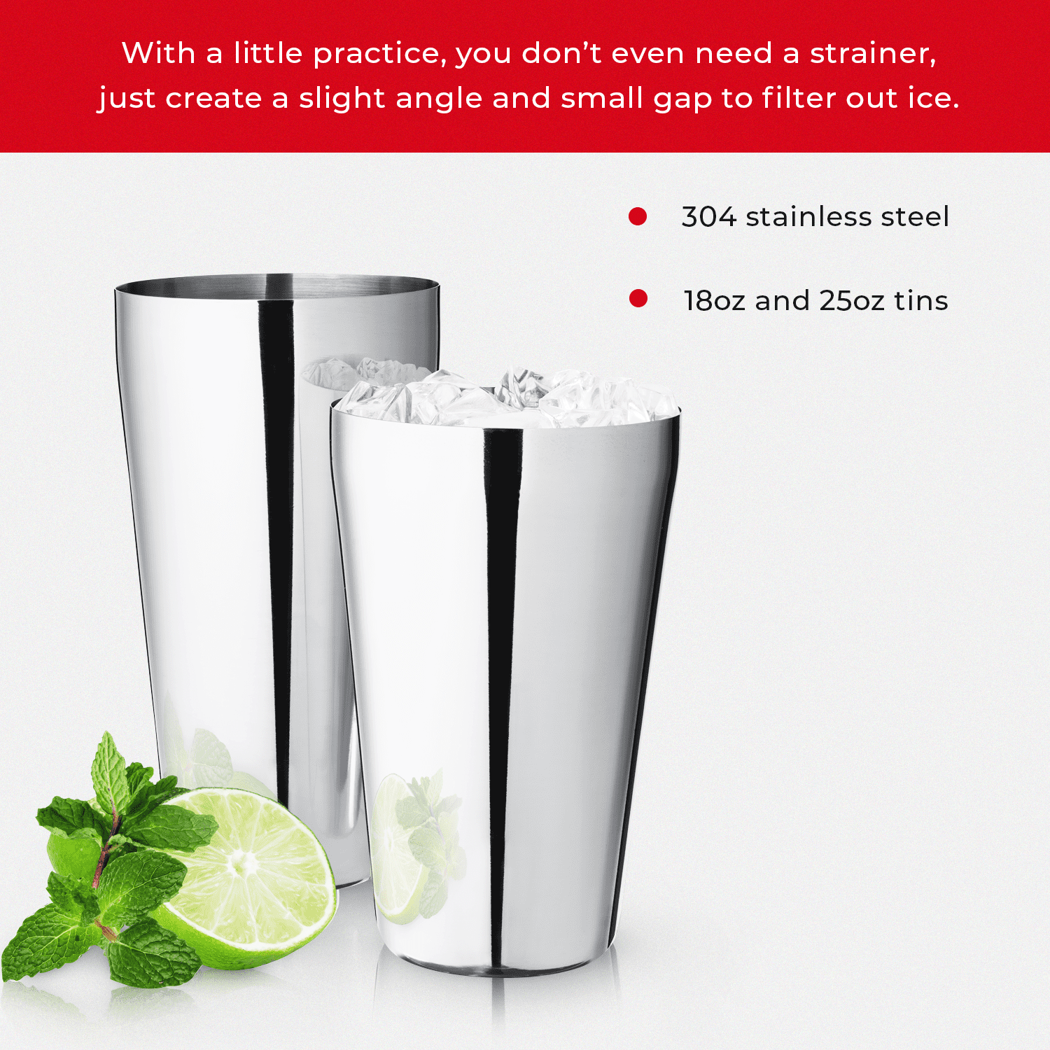 Stainless Steel Boston Shaker Tins by Savoy - 18oz and 25oz Tins