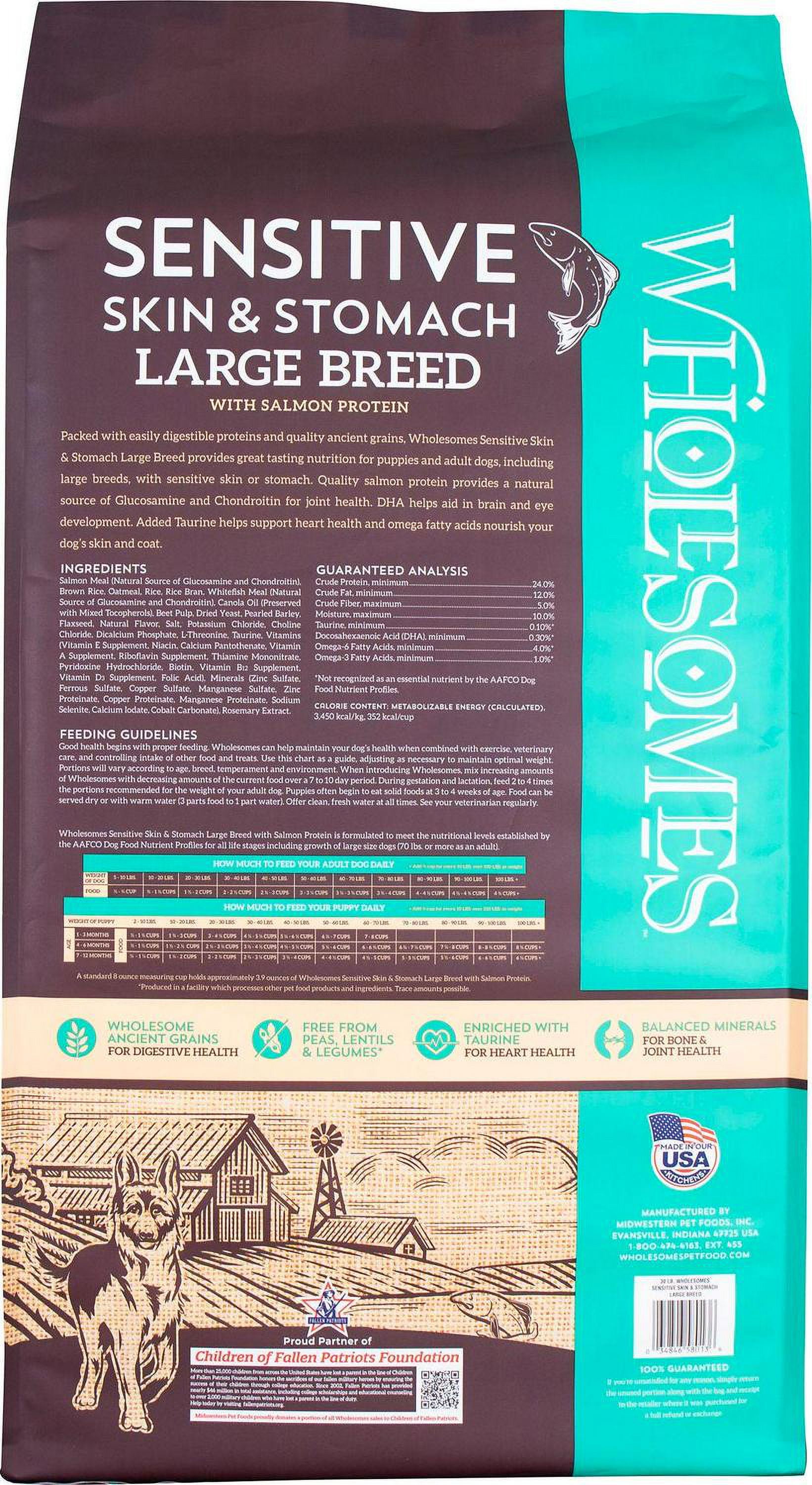 Wholesomes Adult Large Breed Sensitive Skin and Stomach Salmon Dry Dog Food - 30 lbs