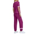 thumbnail image 4 of MOSHU Womens Two Piece Outfits Short Sleeve Color Block Tops Long Pants with Drawstring Tracksuit Jogger Sets, 4 of 8