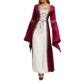 thumbnail image 3 of UPPADA Medieval Corset Dress Women Lace Up Ren Fair Dress Retro Peasant Victorian Ball Gown Halloween Costume Red,XXL, 3 of 8