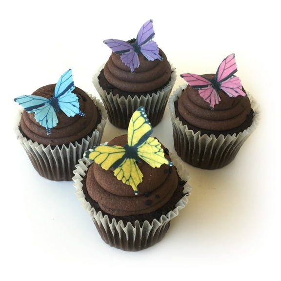 24 Pastel Purple Pink Yellow Blue Monarch Butterfly Wafer Paper Butterflies 1.75 Inch for Decorating Desserts Cupcakes Wedding Cakes