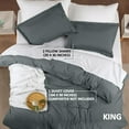 thumbnail image 2 of Duvet Cover King Size - 3 Piece with Zipper Closure - 1 Comforter Cover 104X90 Inches & 2 Pillow Shams 20X36 Inches (Pack of 8, Grey) Comforter Not Included, 2 of 8