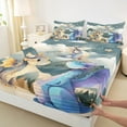 thumbnail image 3 of jejeloiu Cartoon Dragon Queen Sheet Sets,Kawaii Animal Flat Sheet,Blue Teal Beige Queen Fitted Sheet For Boys,Luxury Bedroom Decor,4 Pieces, 3 of 7