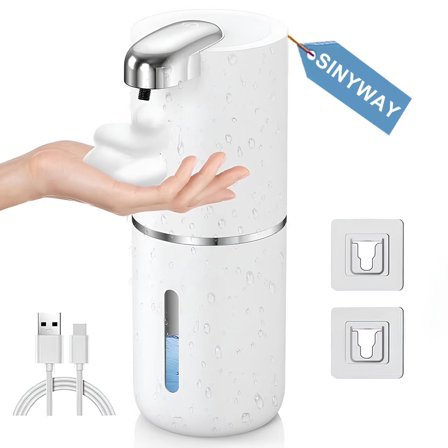 Automatic Soap Dispenser, 13.4oz/380ml Sensor Foaming Soap Dispenser Touchless Rechargeable Wall Mounted Foam Hand Soap Dispenser for Bathroom Kitchen, White