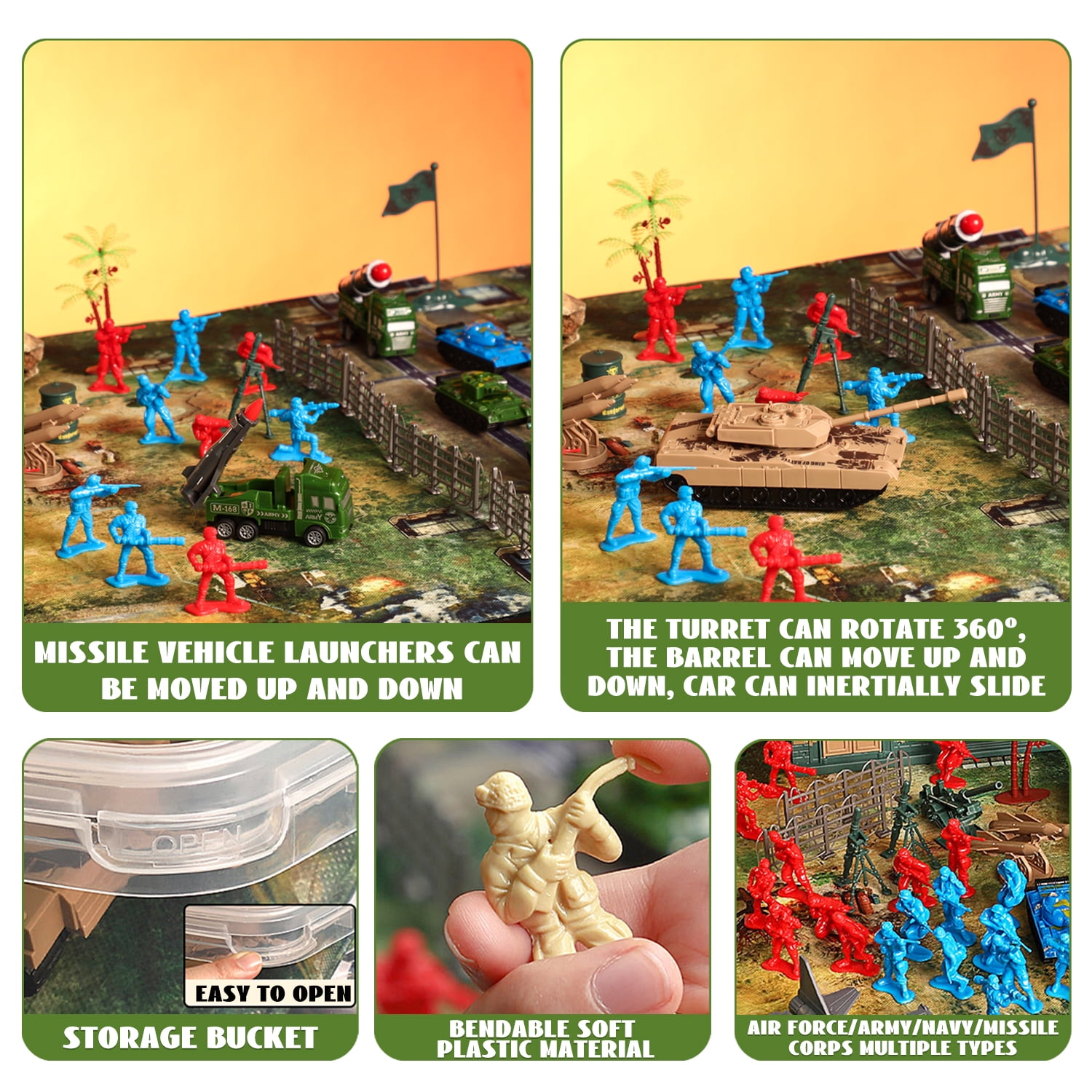 120 Pcs Army Men Toys, Toy Soldiers for Boys, Plastic Action Figures, Soldier Military Playset, Gift for Boy