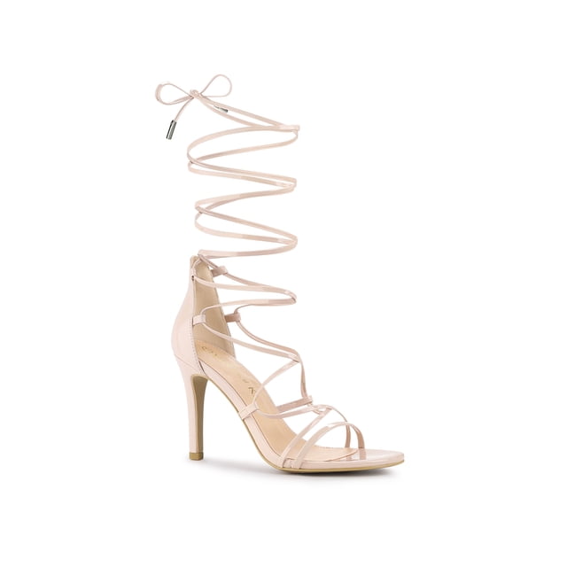 BLISSFUL STEP Sandales à Talons Aiguilles à Brides et à Lacets pour Femmes Beige 10