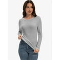 thumbnail image 3 of Womens Long Sleeve Stretch Crew neck T-Shirt Fitted Casual Basic Tops, 3 of 6