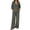 Grey, variant on Women's 2-Piece Pants Set V-Neck 3/4 Sleeve High Waist Wide Leg Cloud Cotton Casual Lounge Outfit S-XXXL
