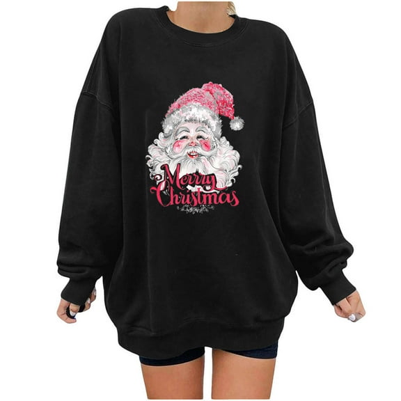 YABCSAZ Ugly Christmas Sweater for Women Plus Size Sweatshirts Casual Loose Long Sleeve Tops Santa Claus Christmas Trees Snowmen Reindeer Graphic Printed Oversized Pullover,Gifts for Women