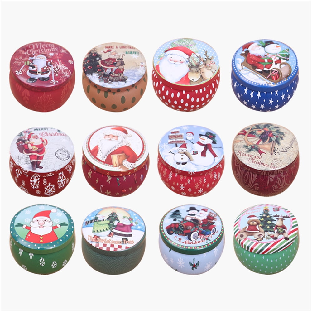 Christmas Santa Claus Snowman Mini Tin Box Sealed Jar Packing Boxes